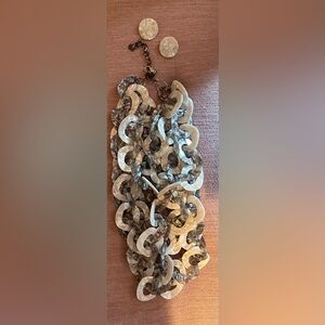 sassy Jones Gray and Cream Necklace and earrings with Modern Design